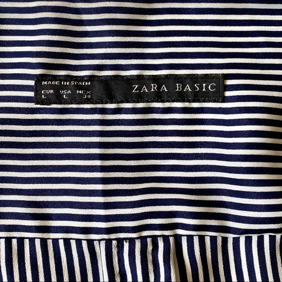 Zara Basic Striped V-Neck Embellished Blouse - Picture 8 of 8